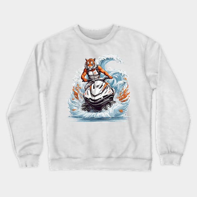 Jet ski Tiger Crewneck Sweatshirt by chuseco3